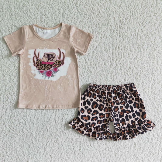 country girl leopard shorts set clothing