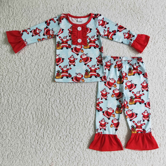 santa claus print girl christmas pajamas