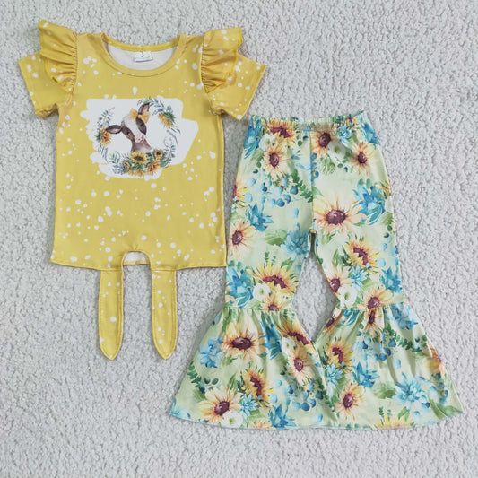 cute yellow floral cow belles outfit