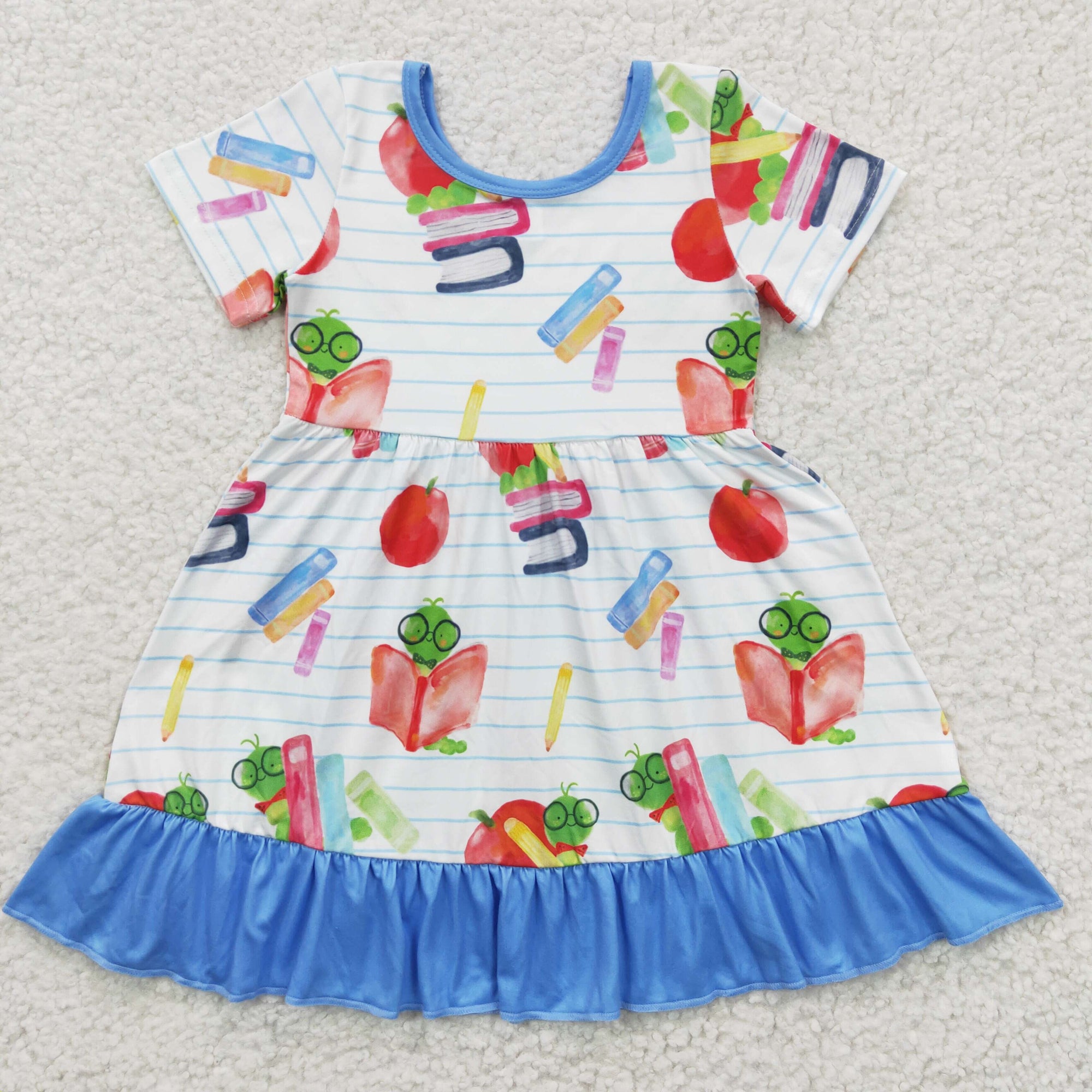 short sleeve book back to school ruffle dress