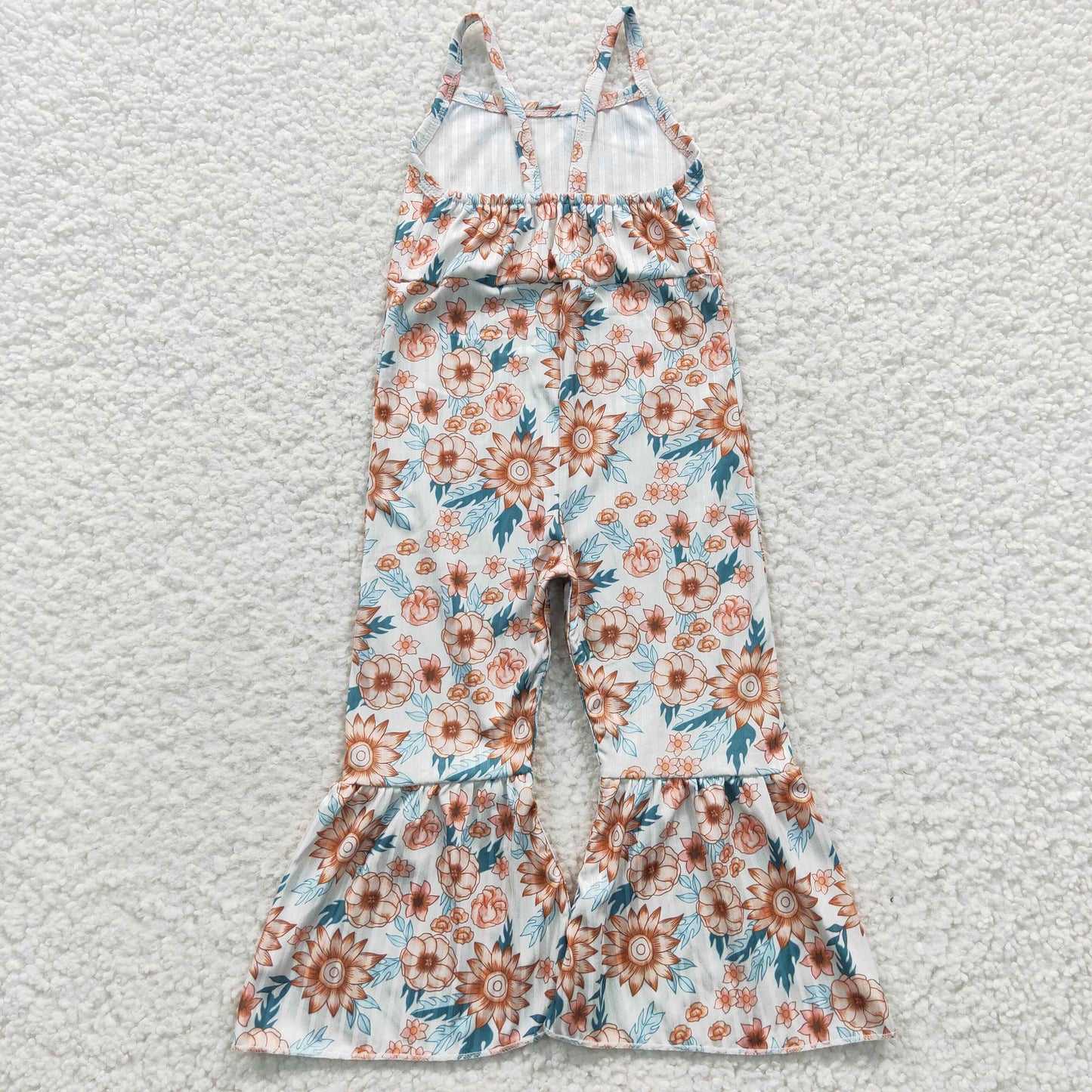 girl spring ribbed floral jumpsuit kids clothing