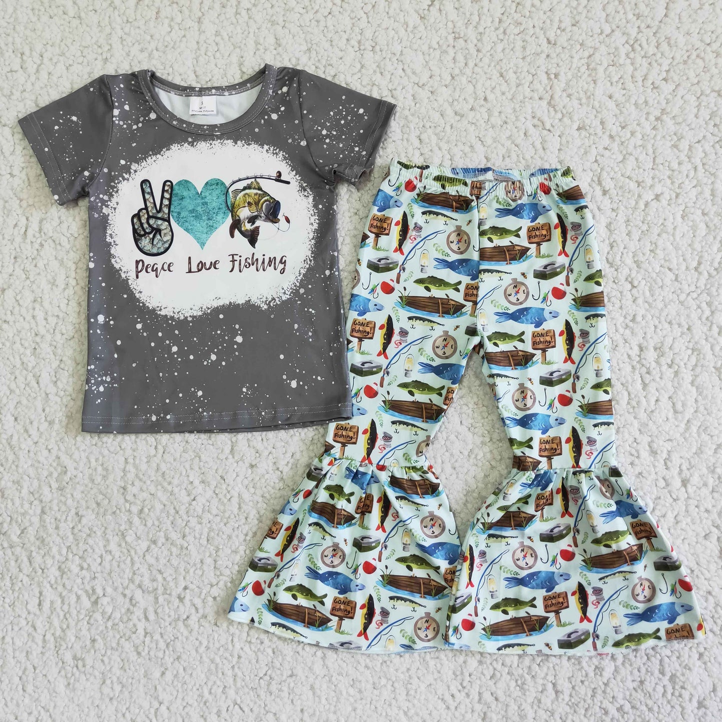 summer girl's clothes fish pants set