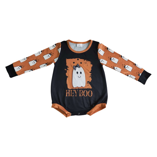 baby romper hey boo brown black color