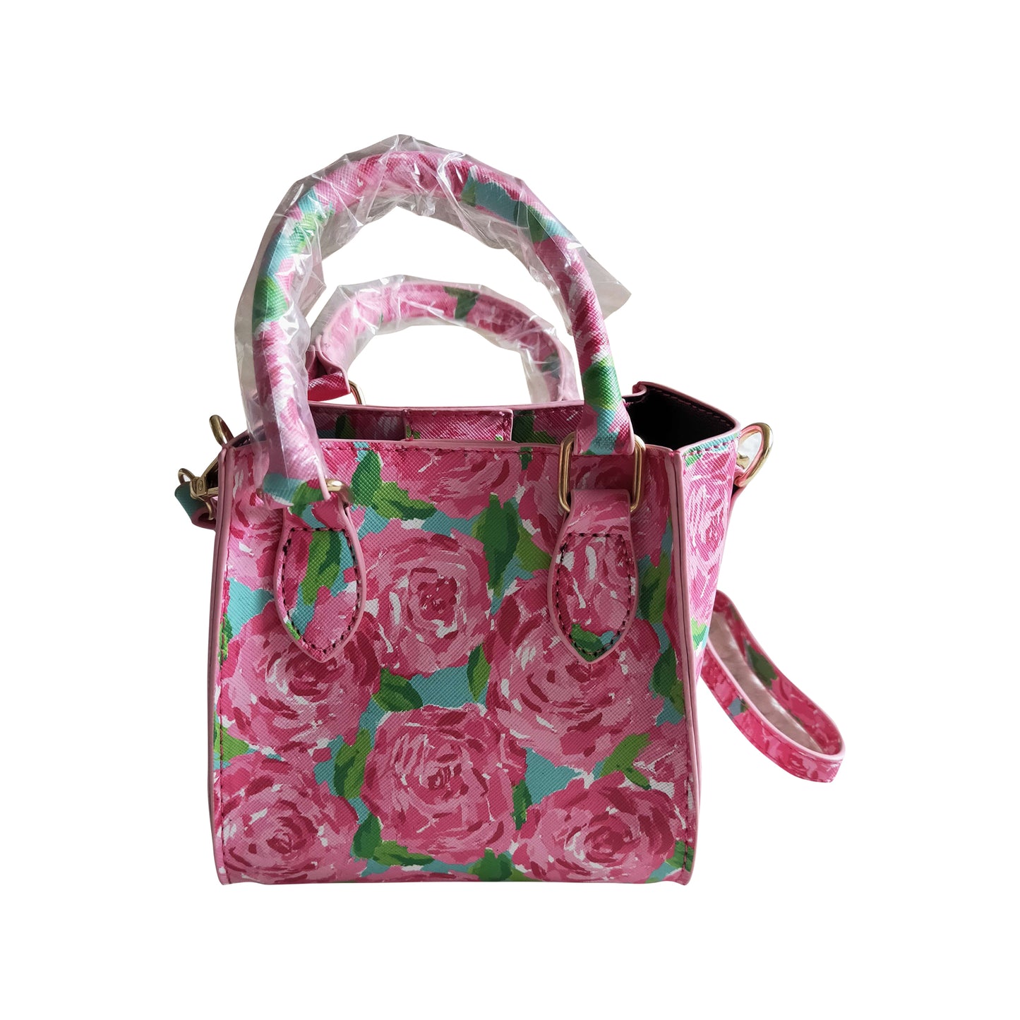 kids hot pink rose flower brossbody bag purse