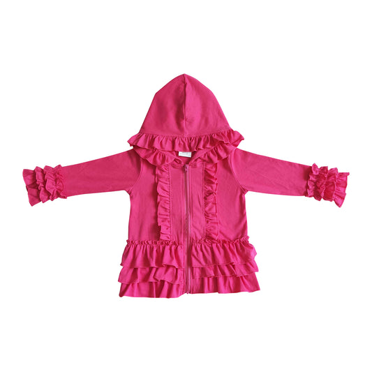 girl ruffle jacket hot pink