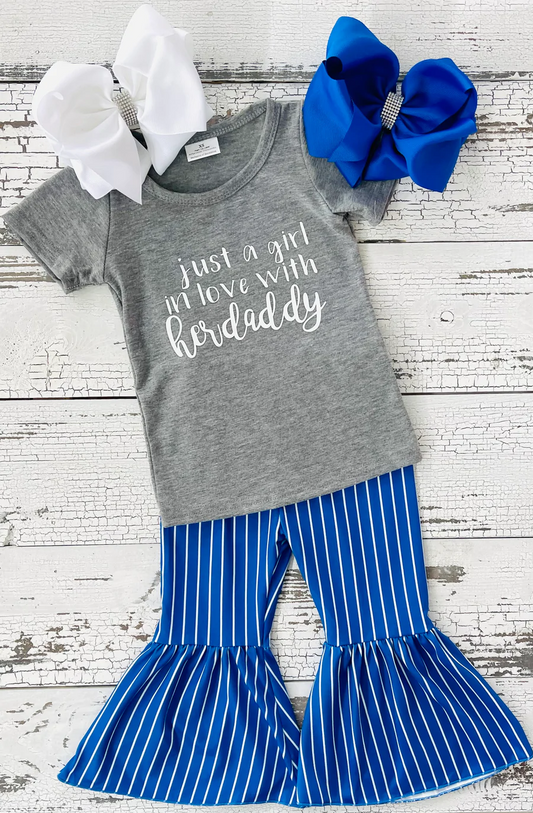 Just a Girl In Love With Her Daddy Blue Stripe Bell Bottoms Outfit