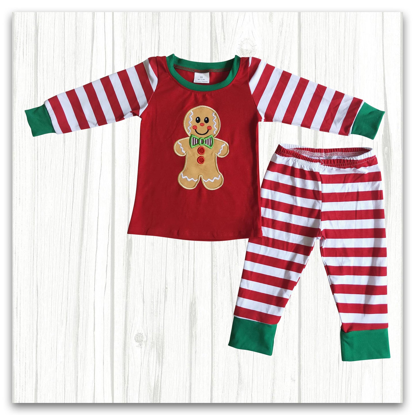 christmas cotton gingerbread embroidery pajamas boy