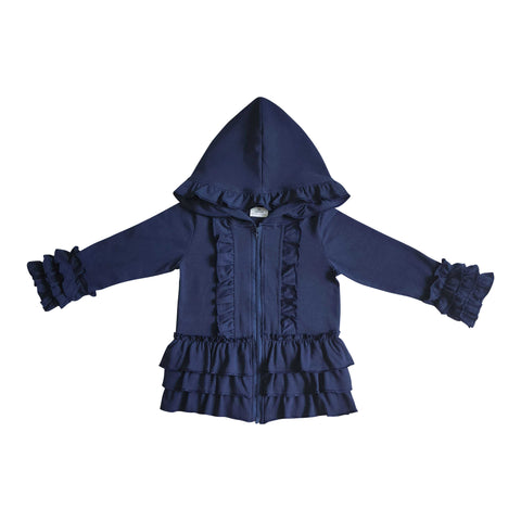 girl ruffle jacket navy blue