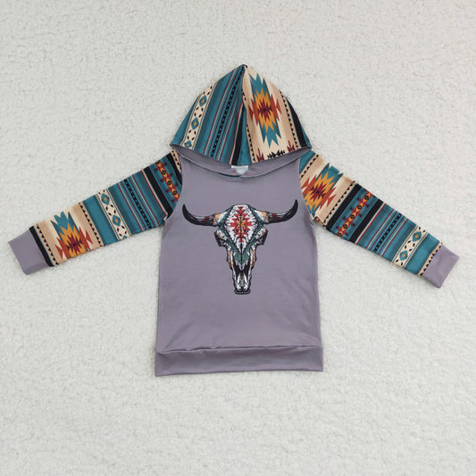 aztec cow skull pullover hoodie top boys clothes
