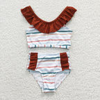 baby girl 2pcs colored stripe swimsuit