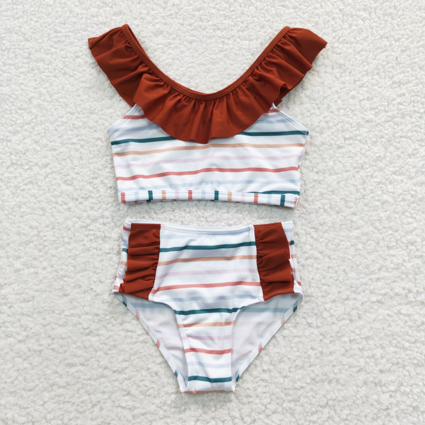 baby girl 2pcs colored stripe swimsuit