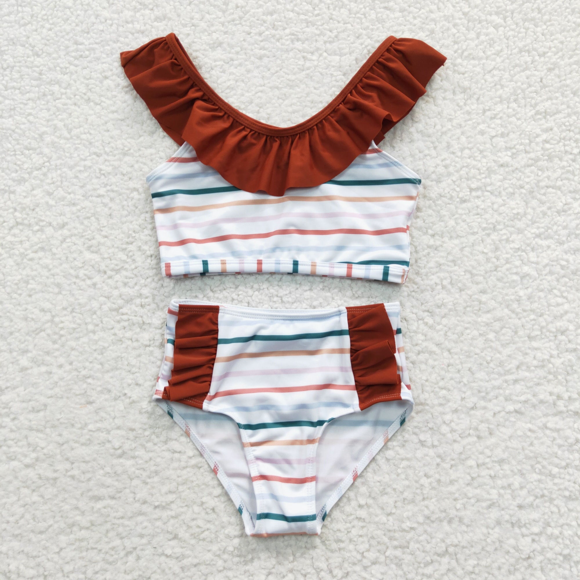 baby girl 2pcs colored stripe swimsuit