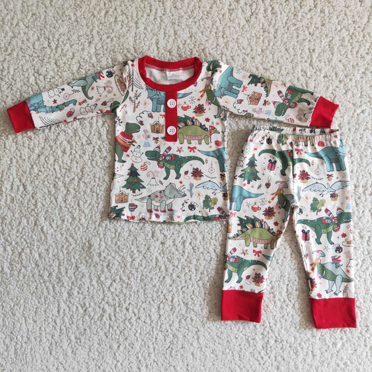 boy christmas dinosaur pajama