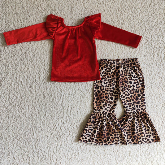 red velvet shirt leopard girls clothing