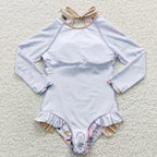 summer girl long-sleeved floral swimsuit