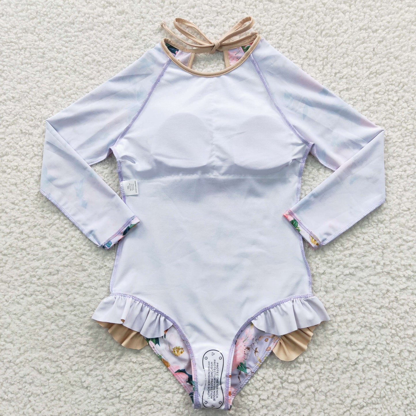 summer girl long-sleeved floral swimsuit