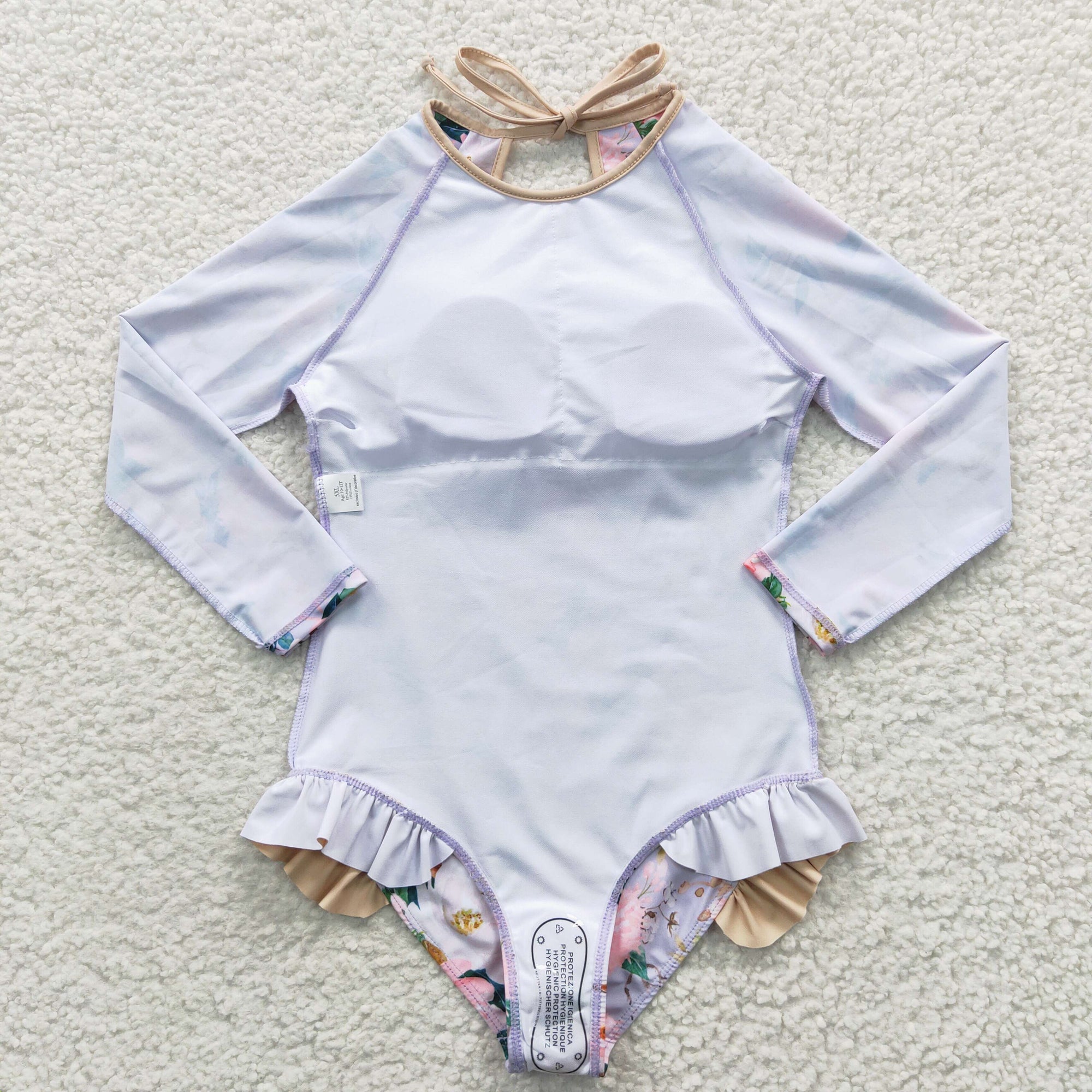 summer girl long-sleeved floral swimsuit