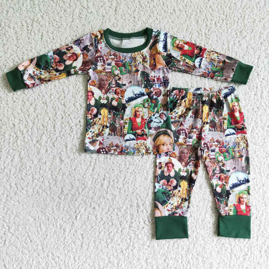 boy's clothes elf pajamas set for christmas