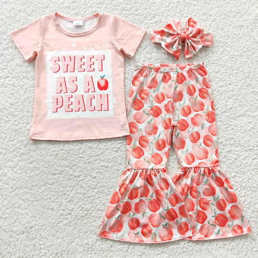 girl clothes outfit peach bell bottom set