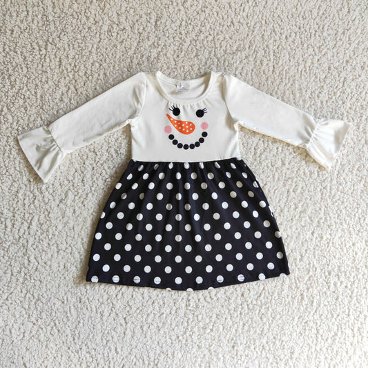 cute snowman black dots dress winter clothing
