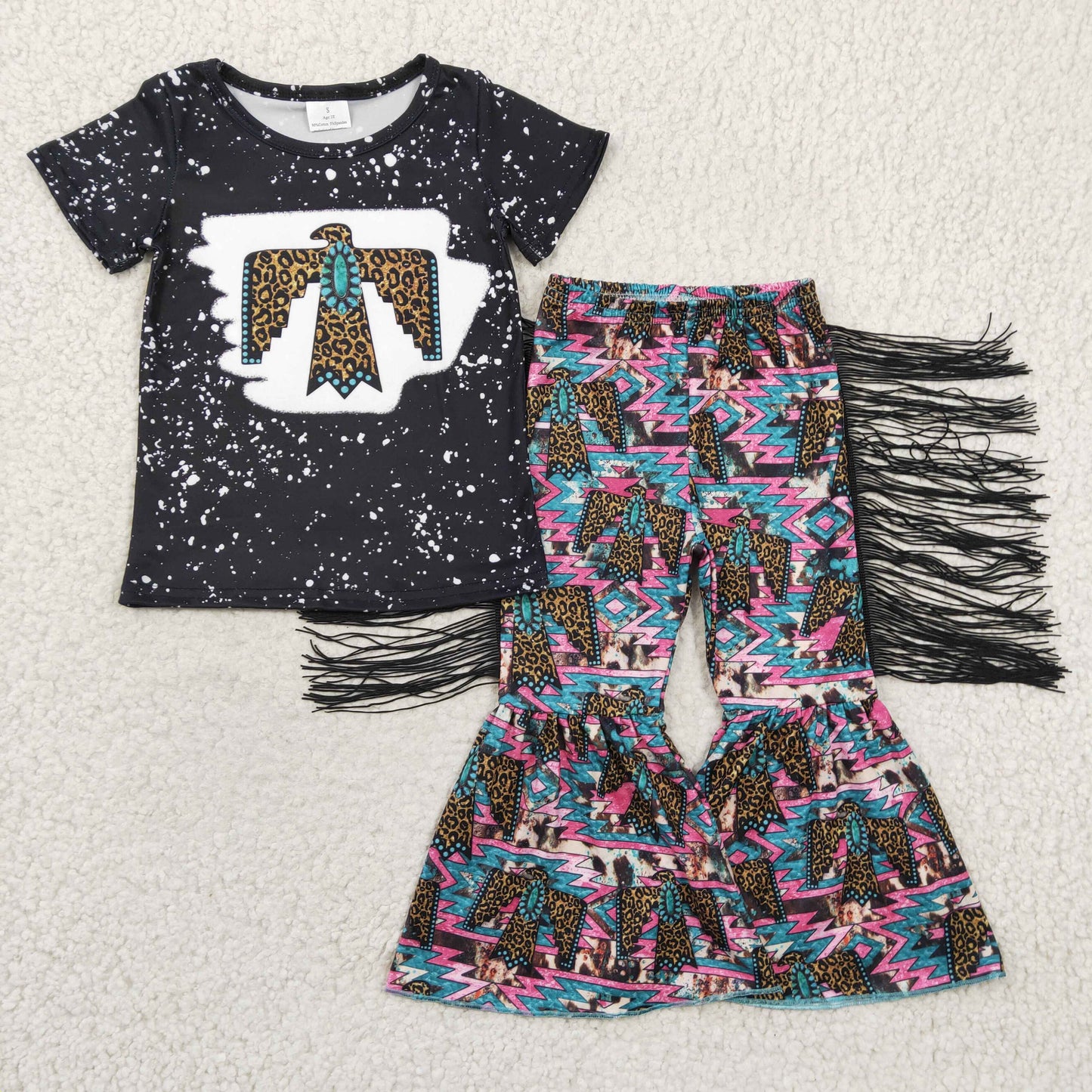 western children's clothes black fringe outfit