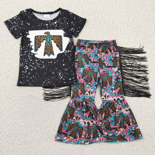 western children's clothes black fringe outfit