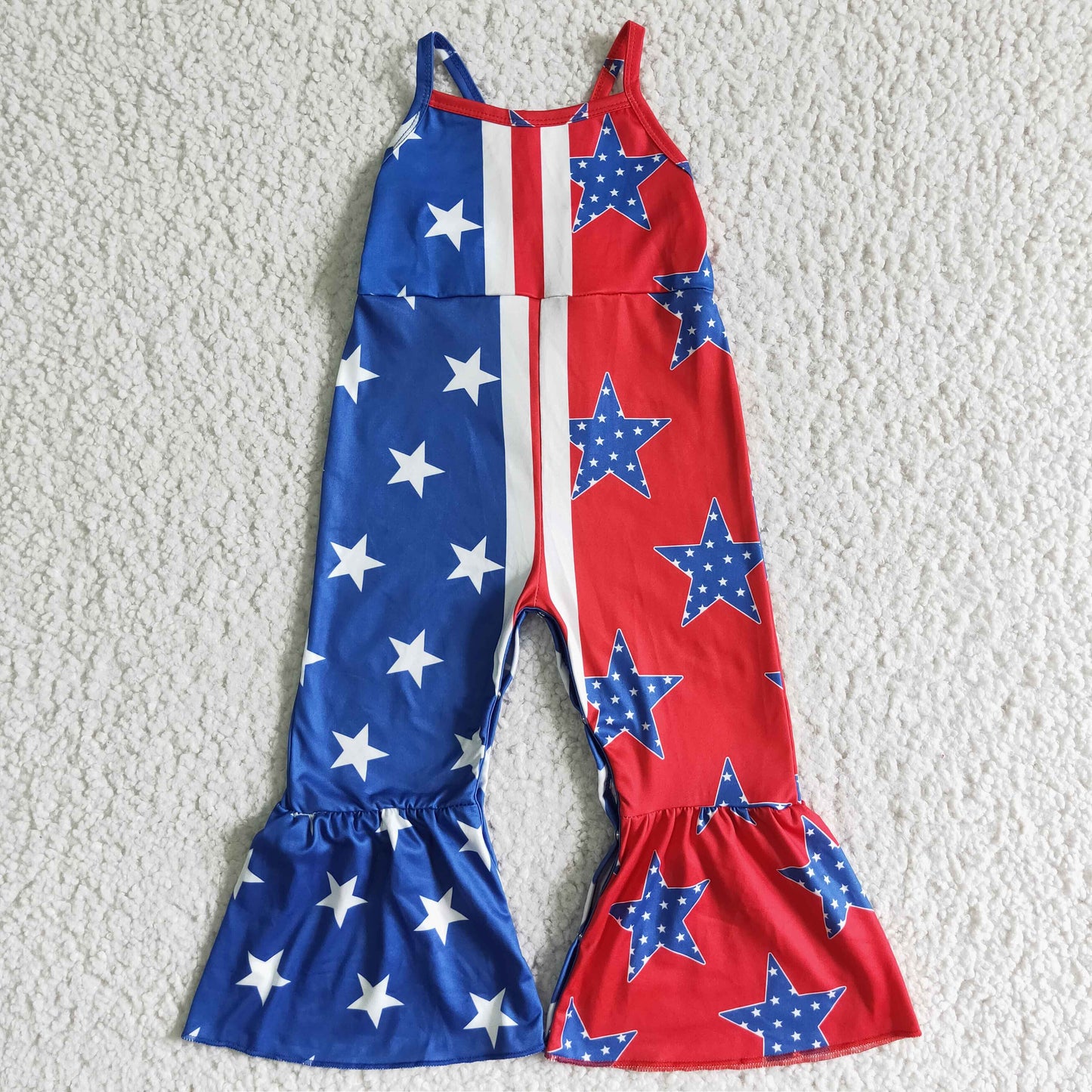 Hooray For The USA Red White & Blue Stars 4th Of July Baby Girls Jumpsuit