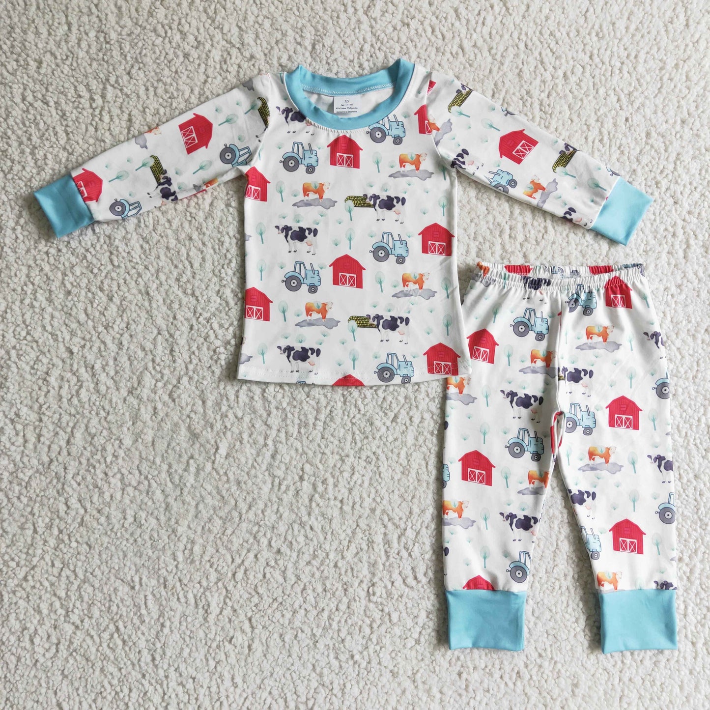 wholesale kids girl sleep wear matching pajama set farm life