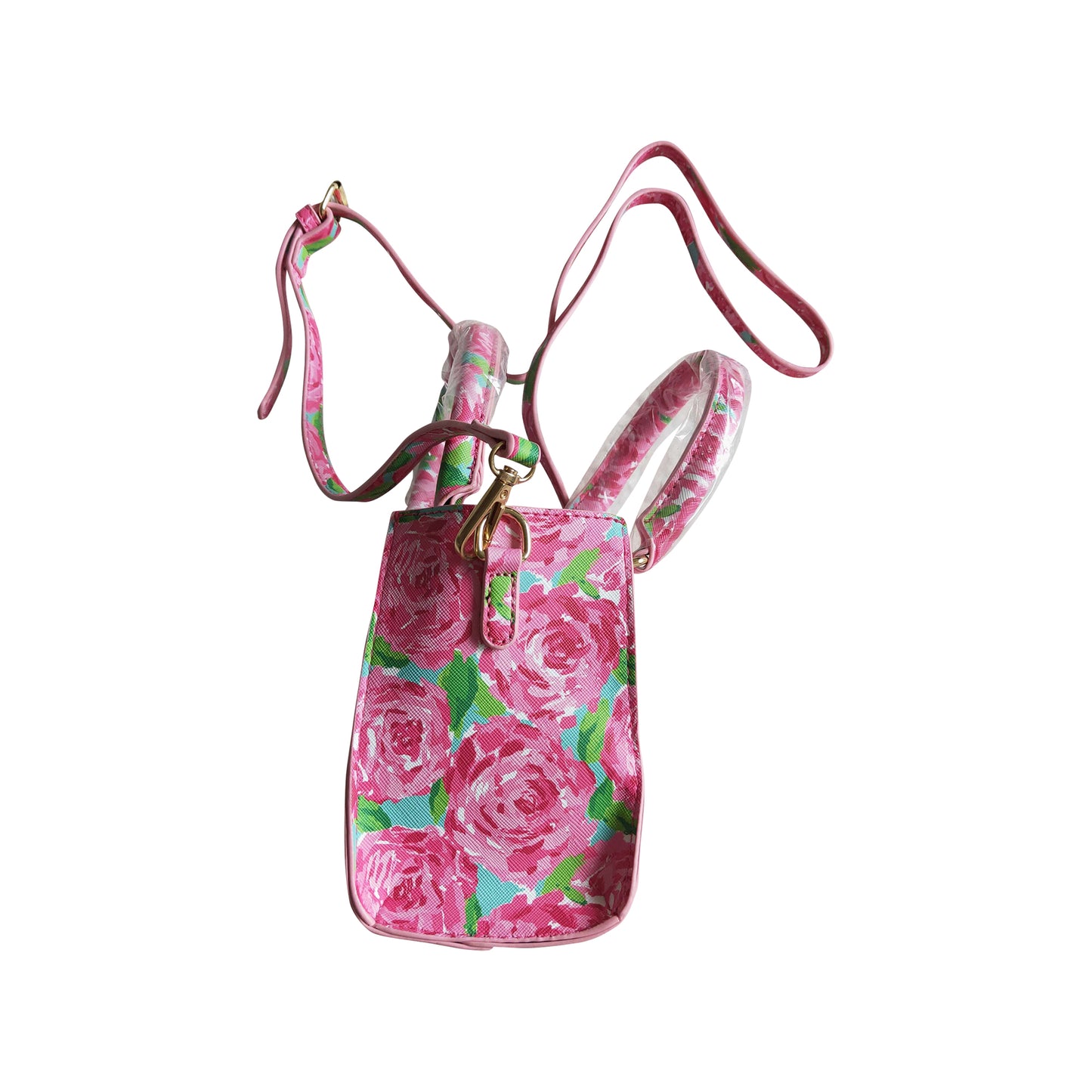 kids hot pink rose flower brossbody bag purse