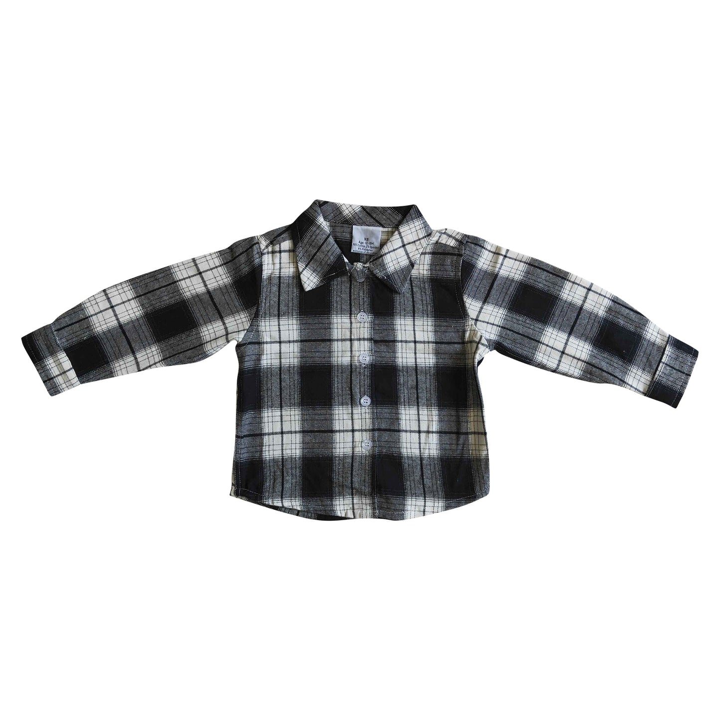 children's clothing boy flannel black white plaid button shirt for winter