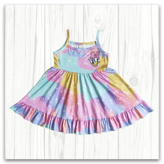 girl colorful duck strap dress summer