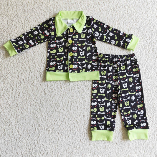 green black cartoon pajama set sleepwear boy