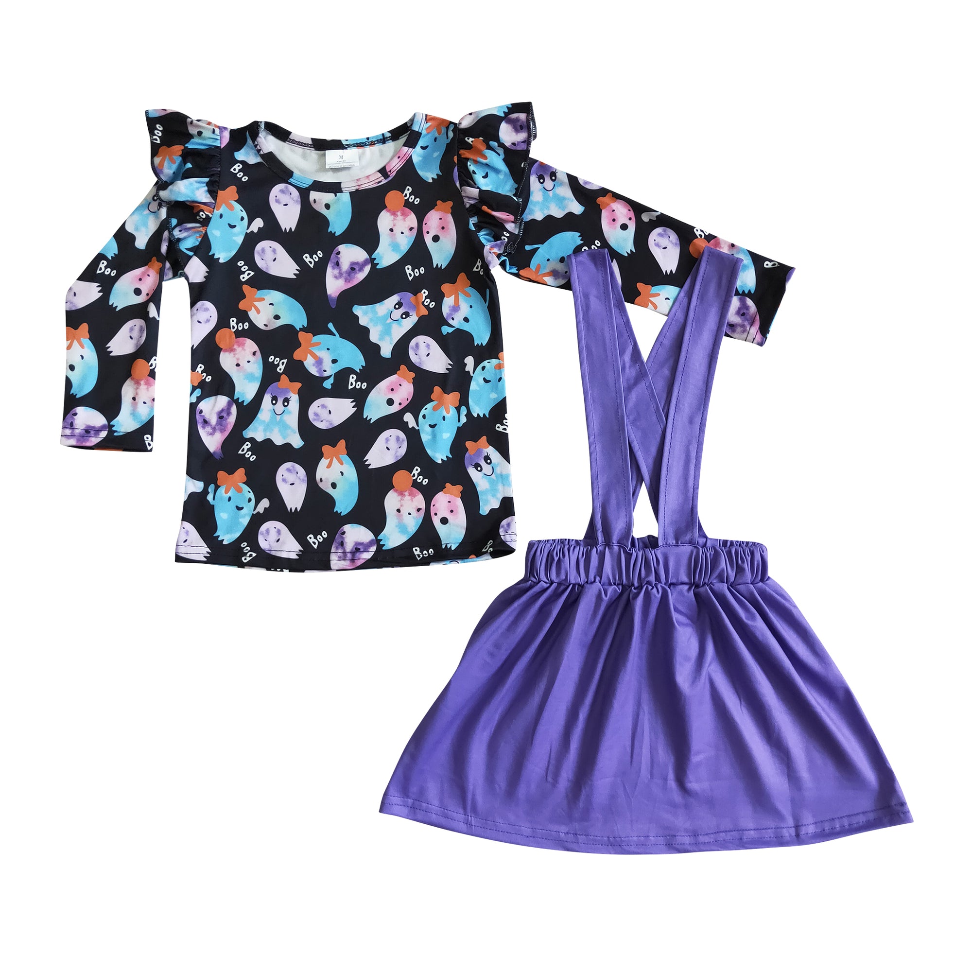 halloween boo purple cross skirt outfit for girl