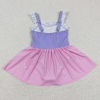 Tangled Hair Pink & Purple Princess One Piece Girls Swimsuit