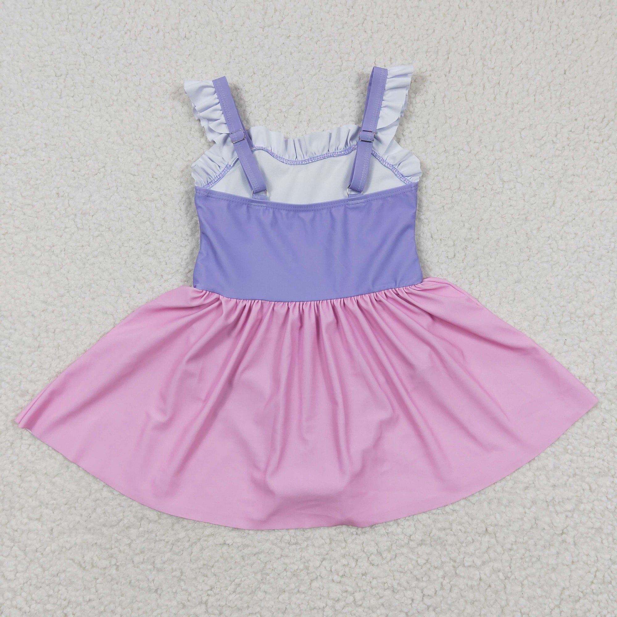 Tangled Hair Pink & Purple Princess One Piece Girls Swimsuit