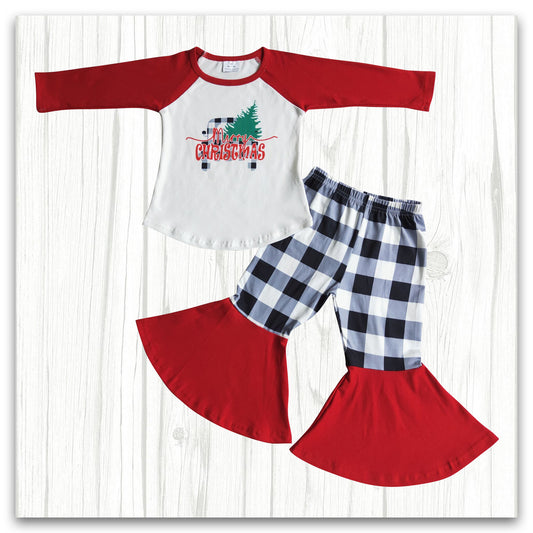 Merry Christmas Outfit Plaid Belle Set