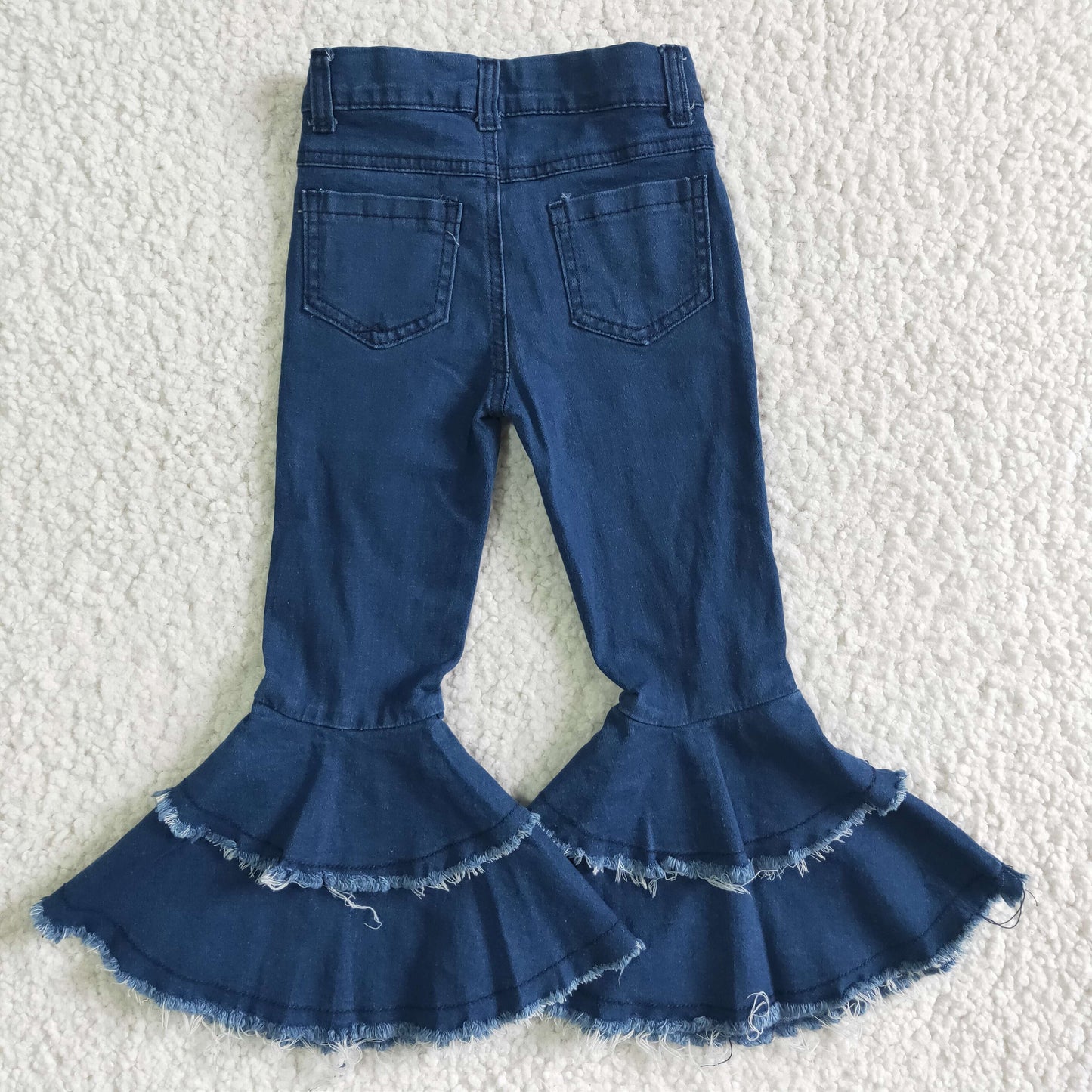 bleached dark blue denim double wide belles
