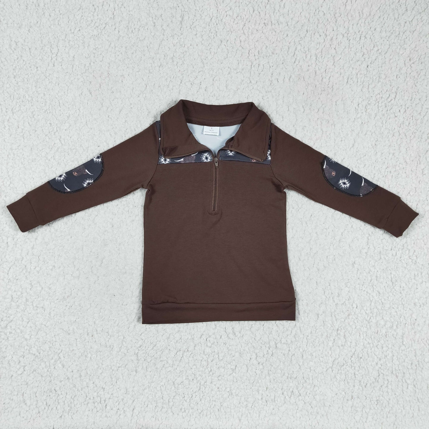 western boy highland cow brown zip top clothes