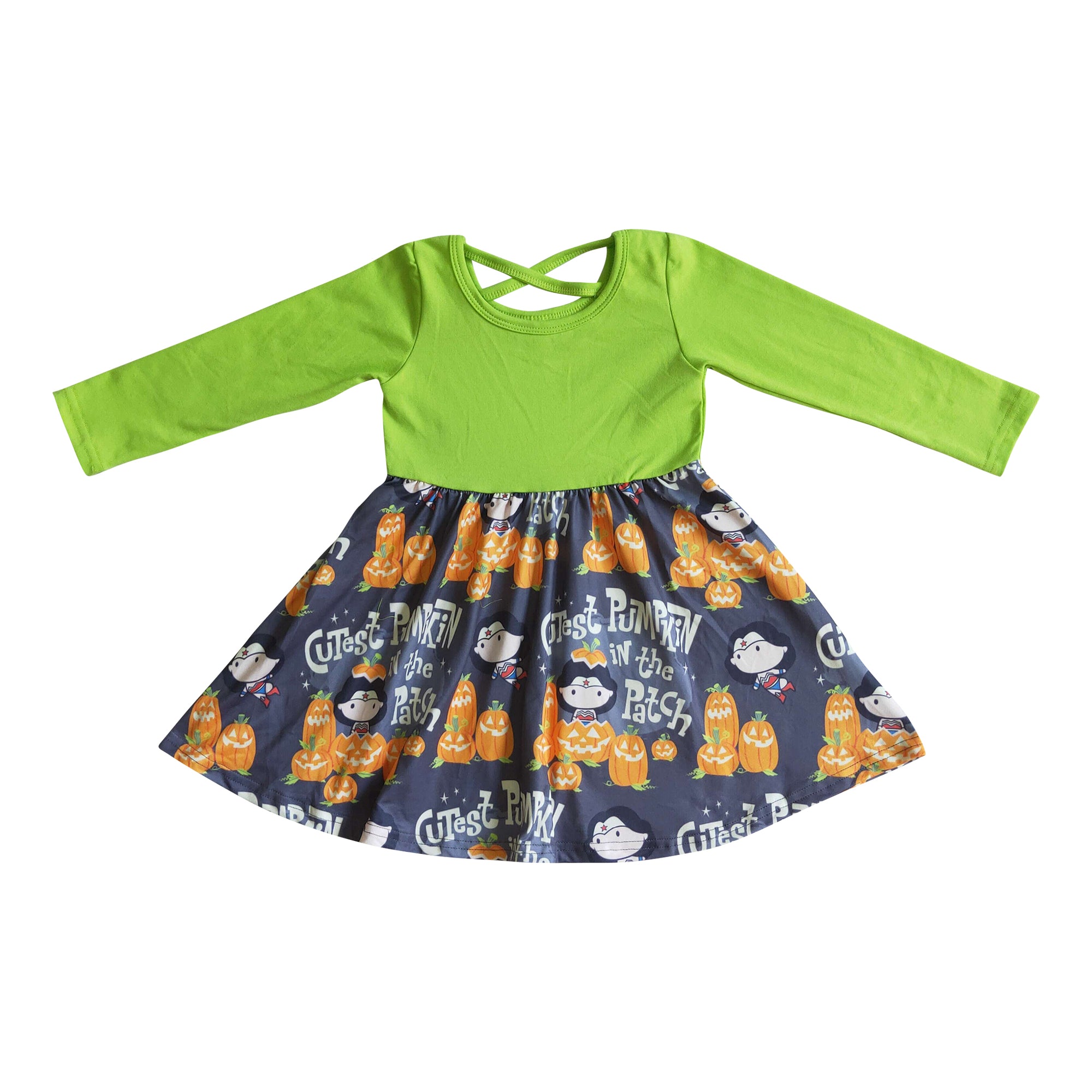 autumn long sleeve pumpkin cross dress girl boutique clothing