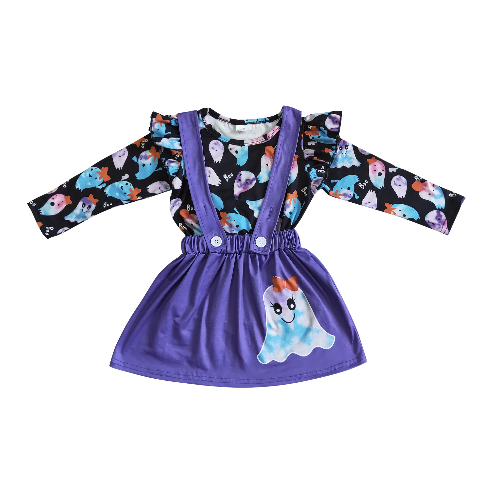 halloween boo purple cross skirt outfit for girl