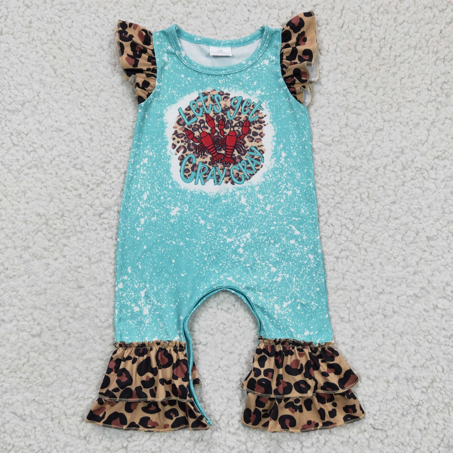 crawfish ruffle romper let's get cray cray
