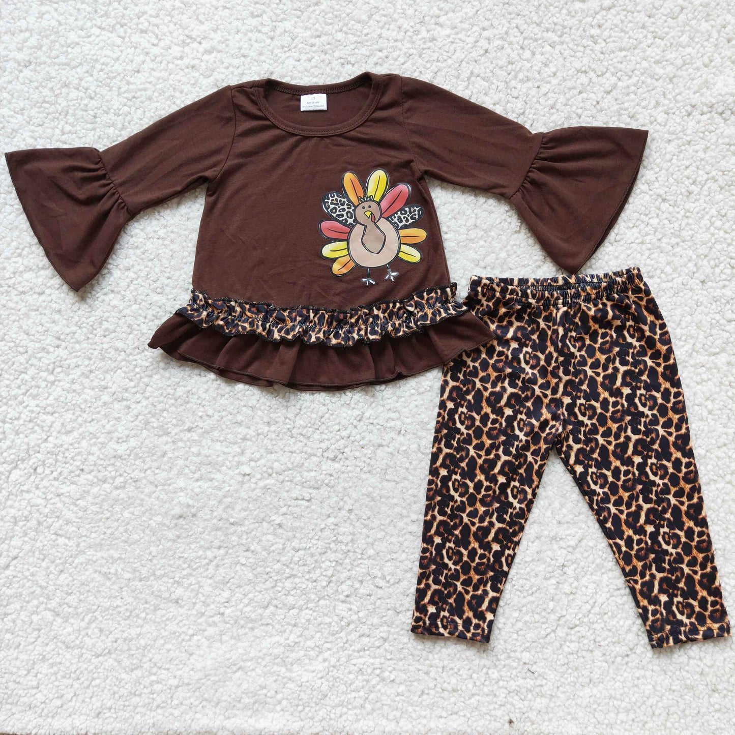 Brown Turkey Outfit Leopard Leggings Set