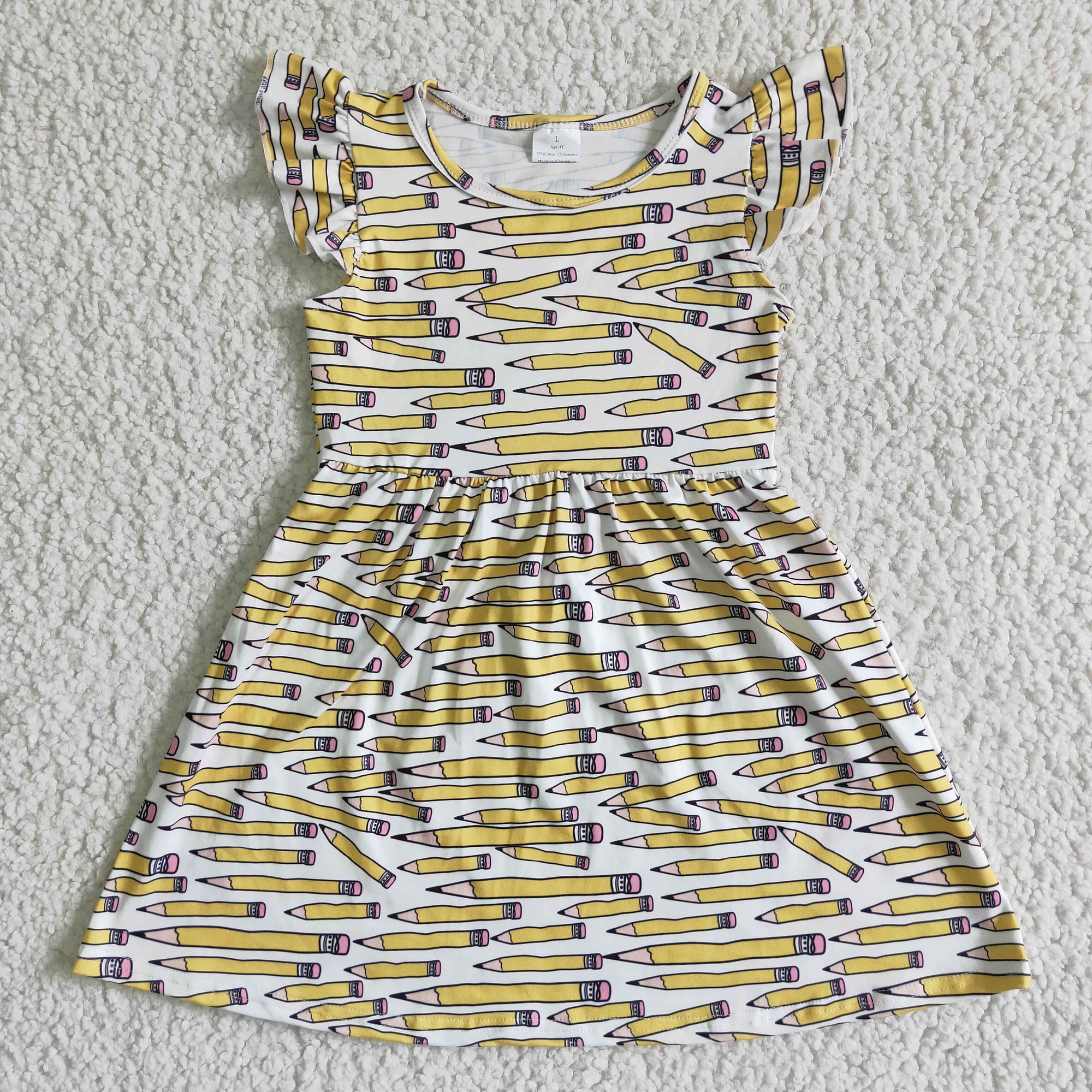 Write Your Story Pencil & Paper Flutter Girls Back To School Dress