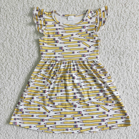 Write Your Story Pencil & Paper Flutter Girls Back To School Dress