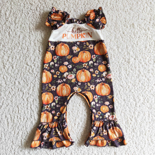 hello pumpkin ruffle baby romper