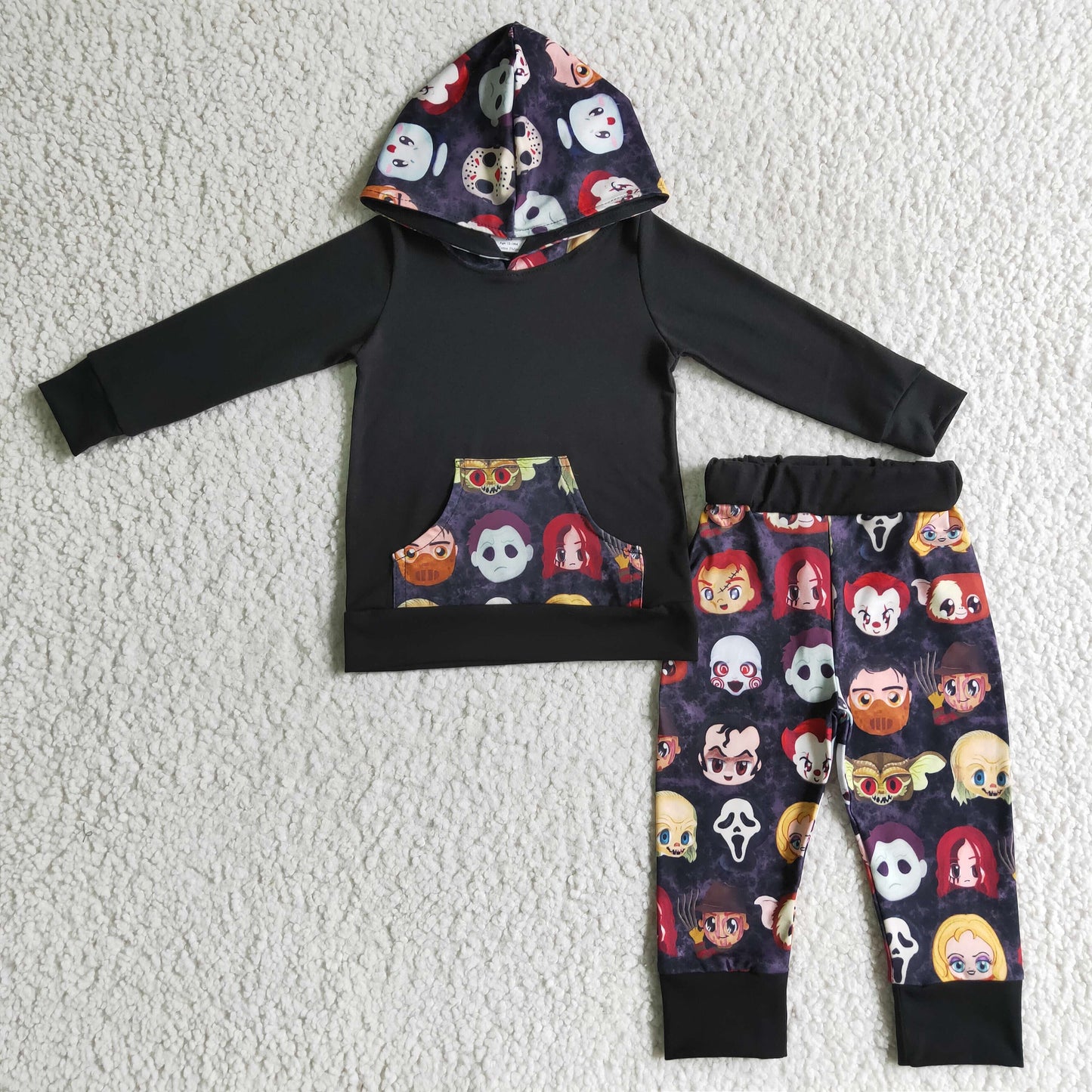black clown hoodie style outfit halloween clothing for little boy