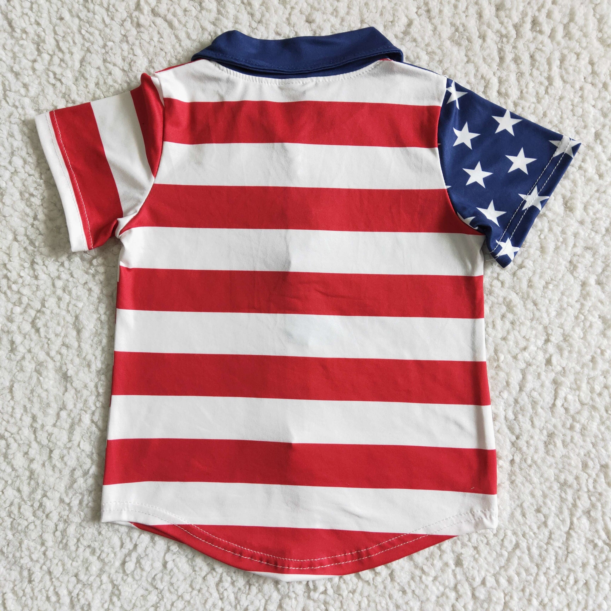 Land of the Free Boys USA Flag Print Button Down Top