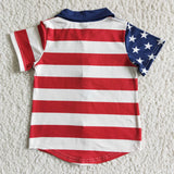 Land of the Free Boys USA Flag Print Button Down Top