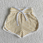 yellow white stripe waffle checked shorts