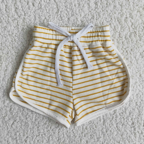 yellow white stripe waffle checked shorts
